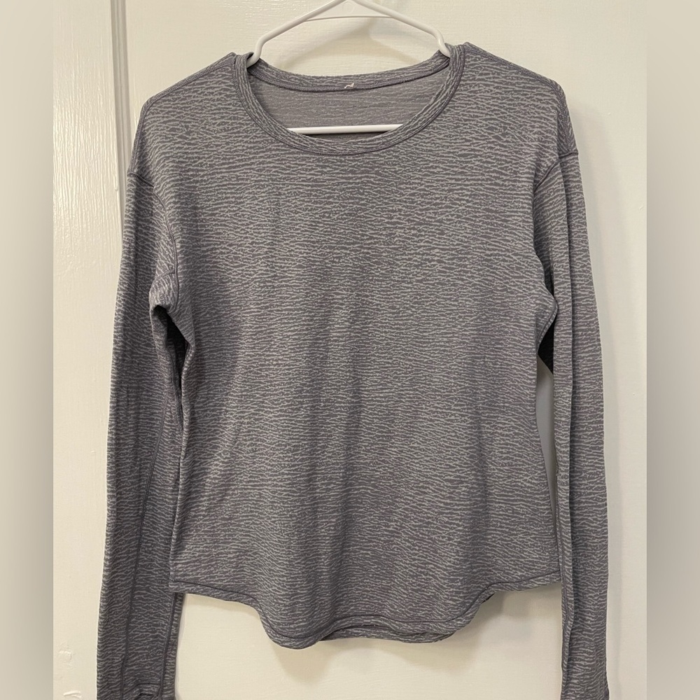 Lululemon Lost In Pace Long Sleeve Sheer Luon Pebble Arctic Grey